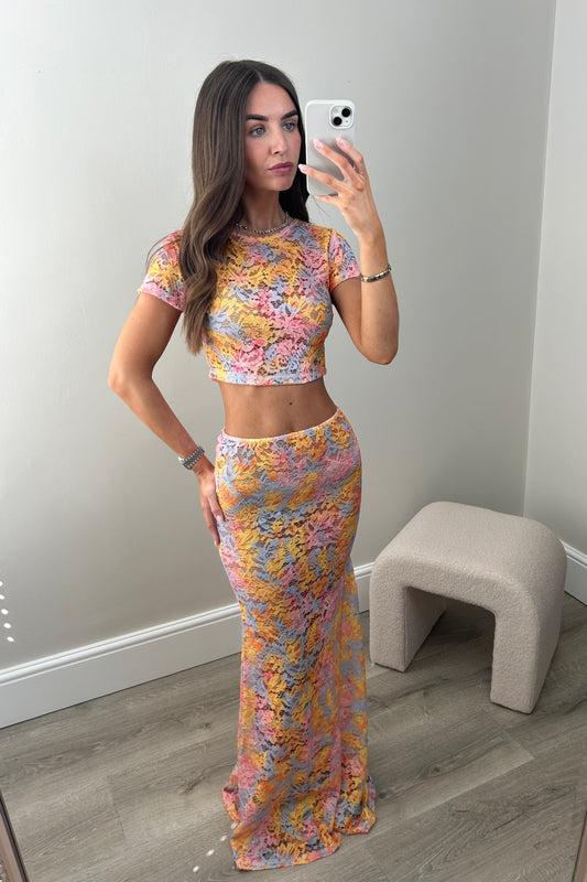 LACE MAXI TWO PIECE - YELLOW