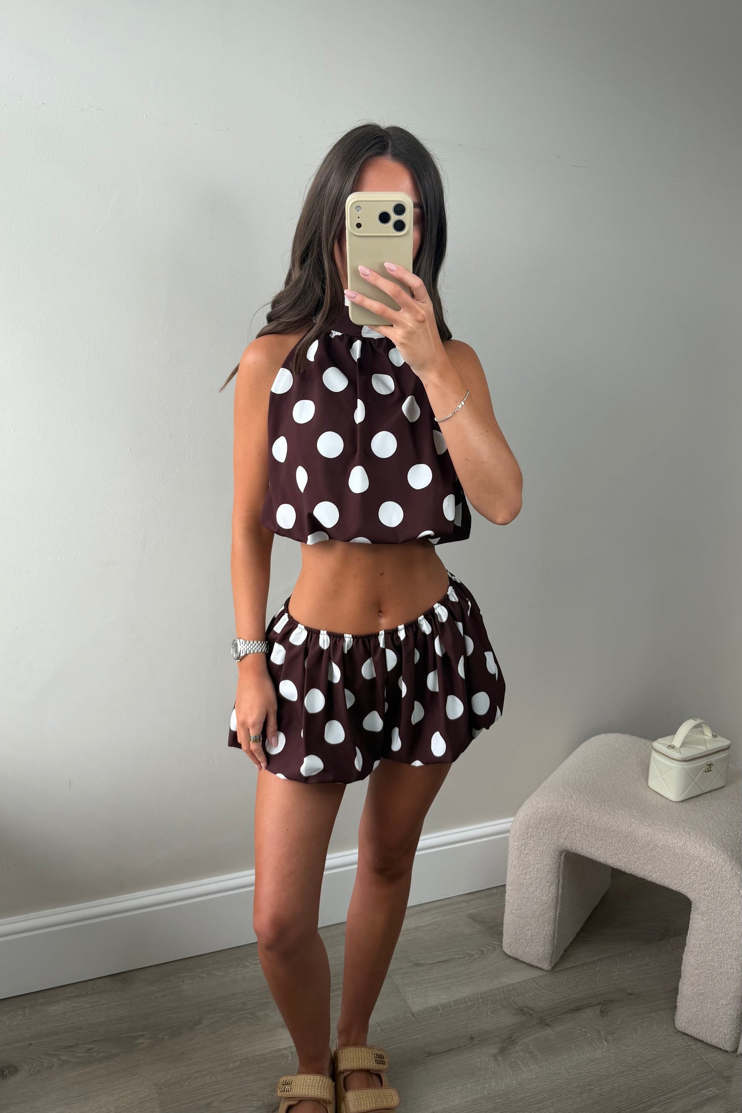 POLKA DOT TWO PIECE - BROWN