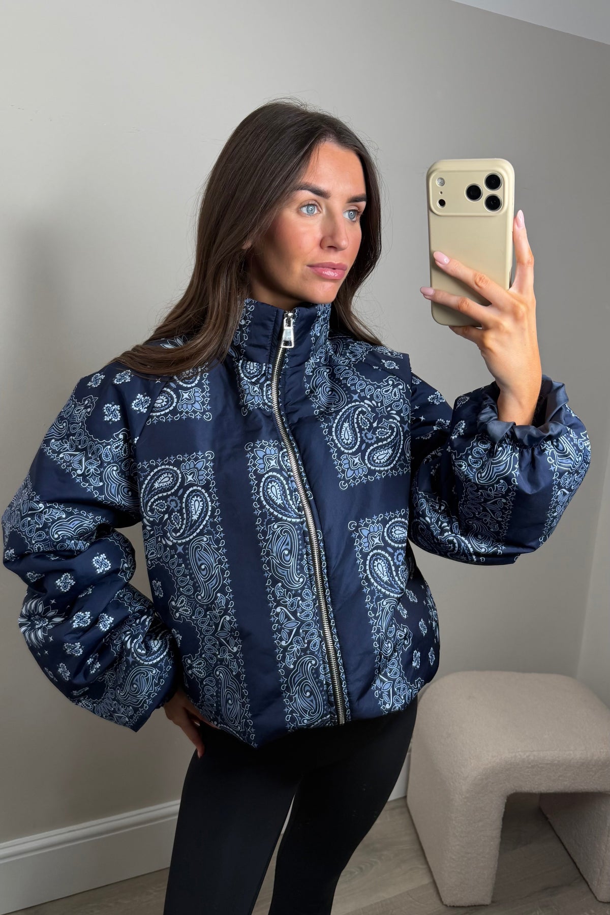 BANDANA PUFFA JACKET - NAVY