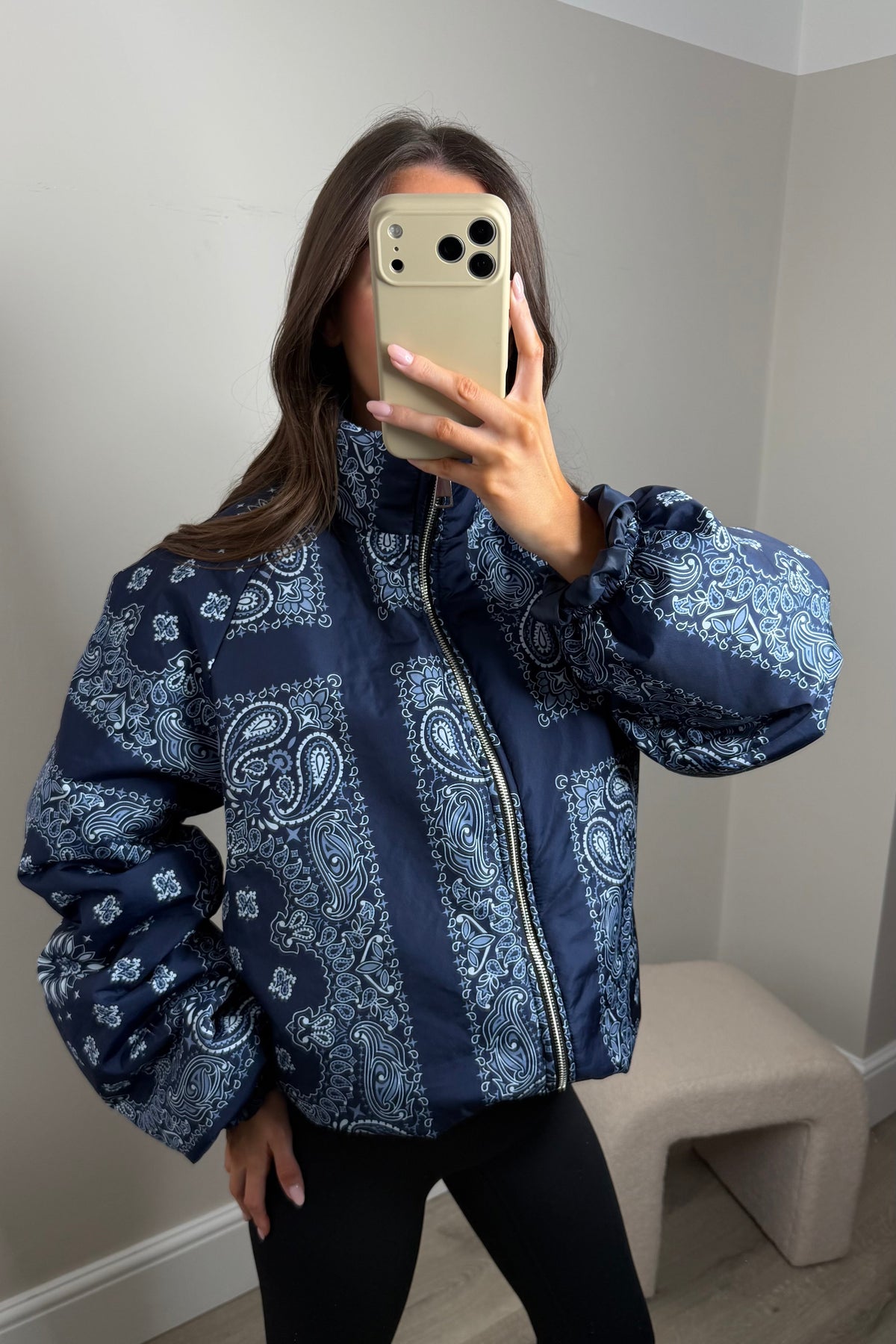 BANDANA PUFFA JACKET - NAVY
