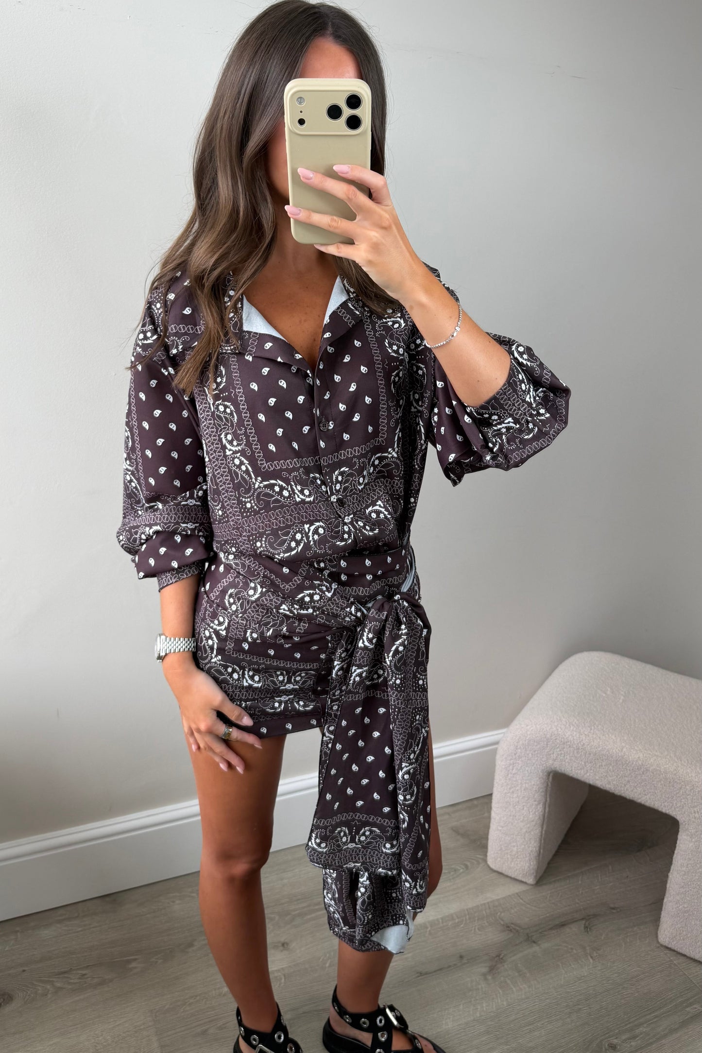 BANDANA SHIRT & SARONG SET - BROWN