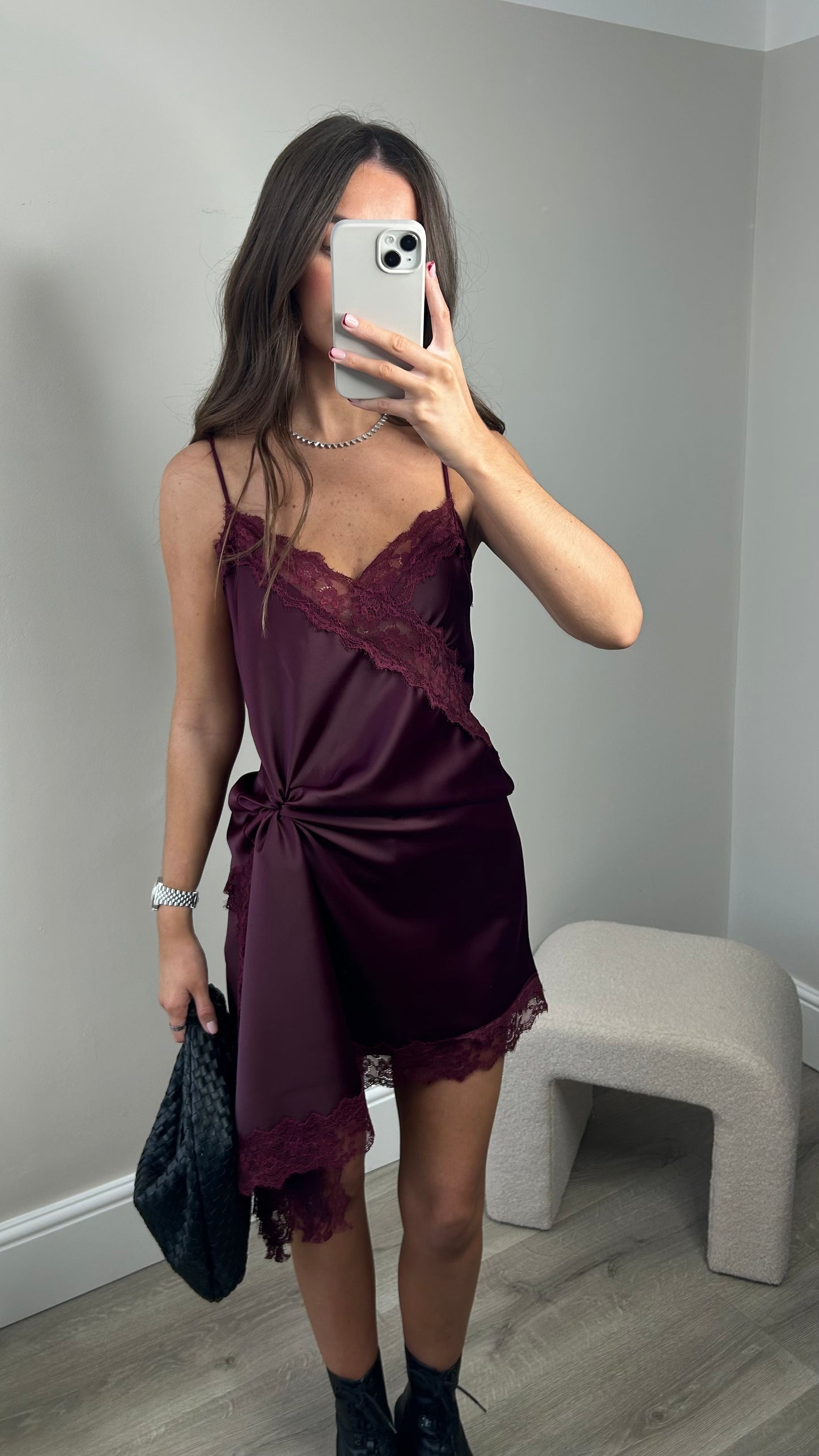LACE DRESS - BURGUNDY