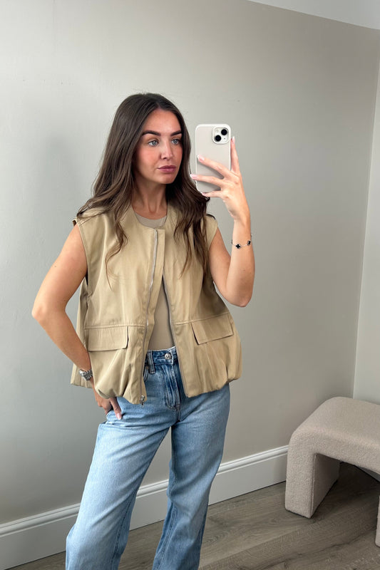 'DOLLY' UTILITY GILET - BEIGE