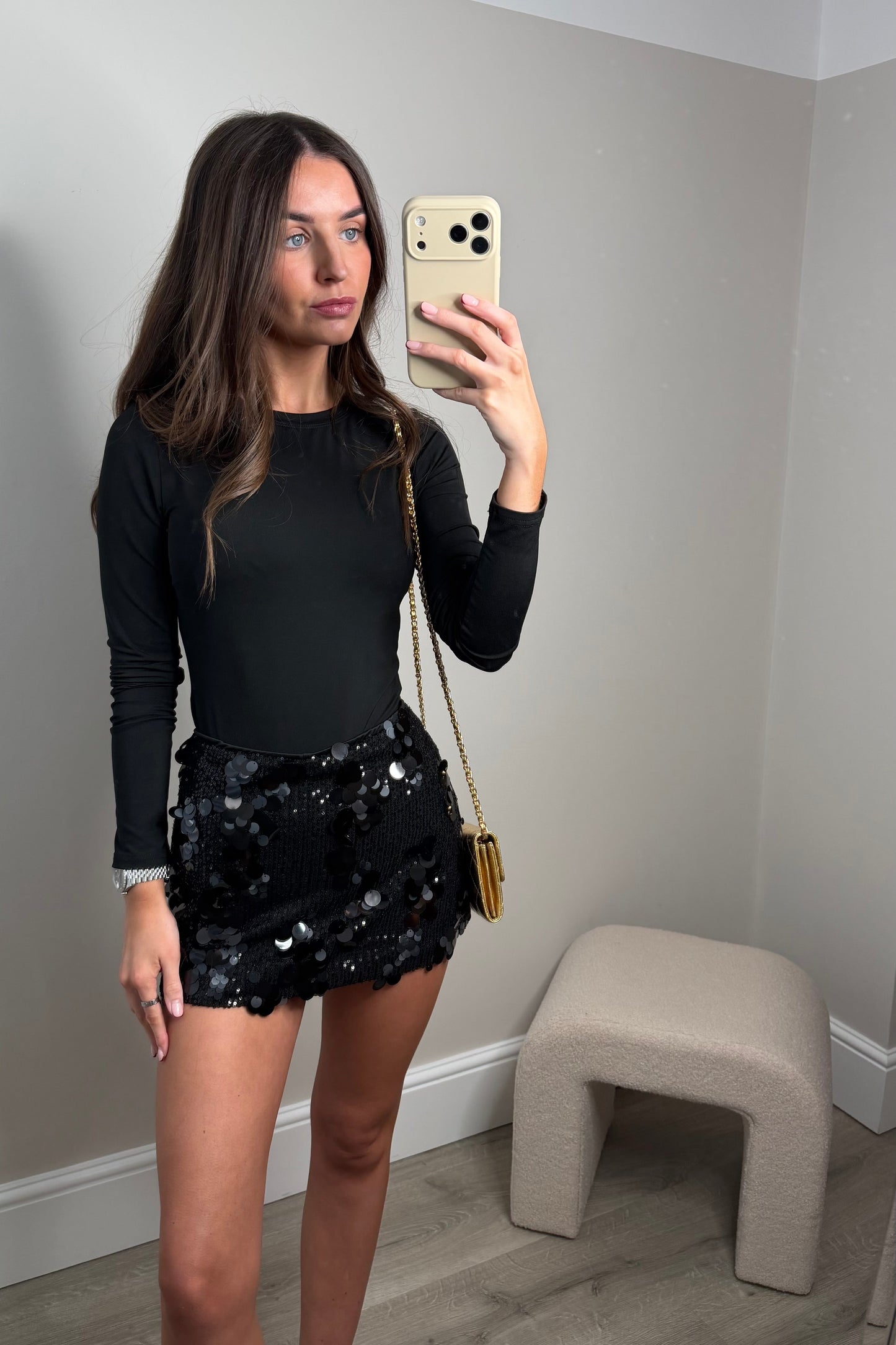 SEQUIN SKIRT - BLACK