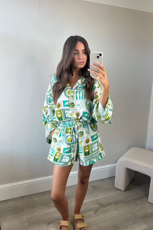 ‘CAPRI’ SHIRT & SHORT SET - GREEN