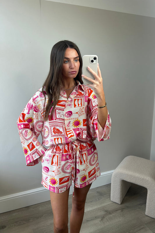 ‘CAPRI’ SHIRT & SHORT SET - PINK