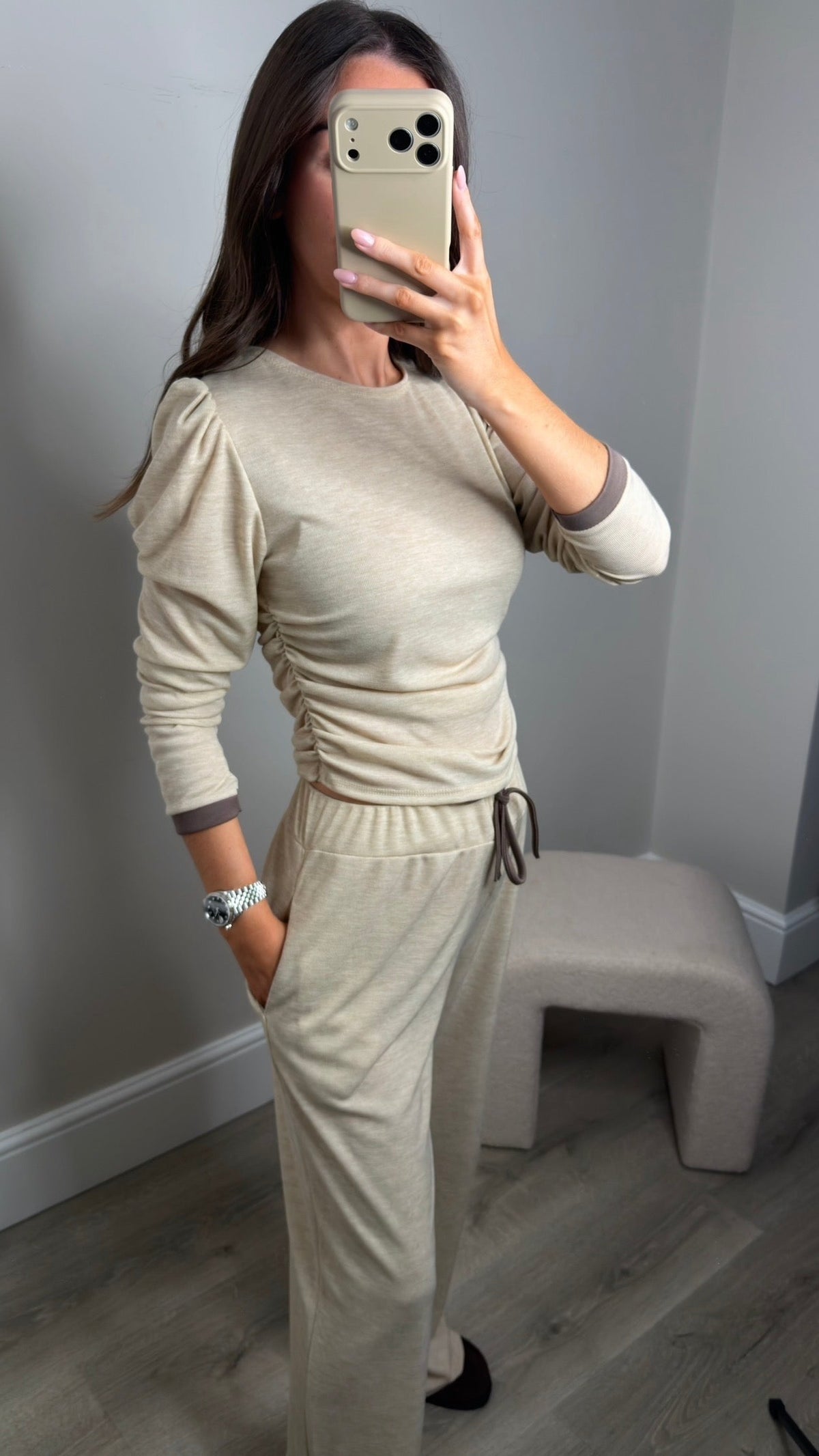 BEIGE LOUNGE SET - BROWN RIM