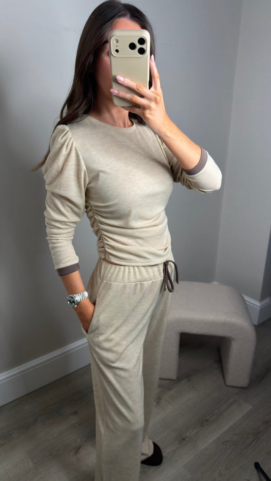 BEIGE LOUNGE SET - BROWN RIM