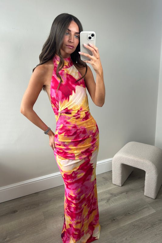 TYE DIE HALTER MAXI DRESS