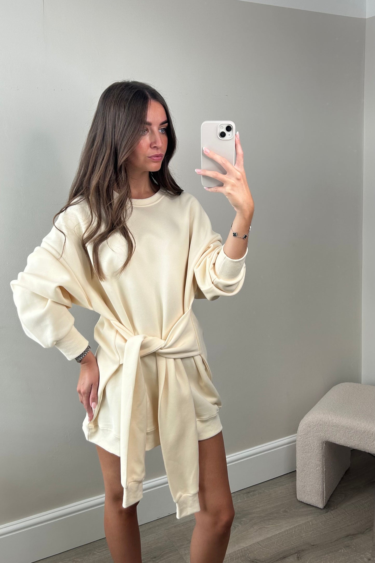 'RUBY' CREAM TIE SWEATER