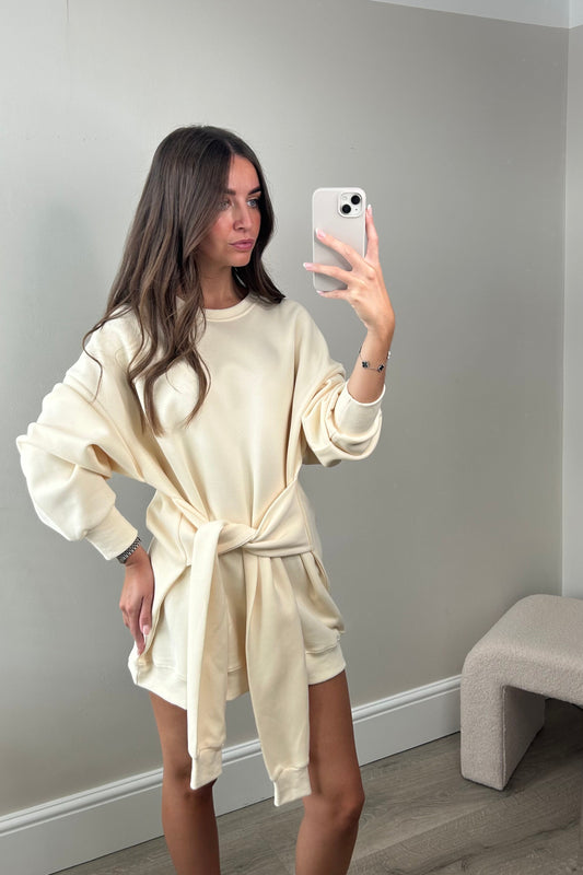 'RUBY' CREAM TIE SWEATER