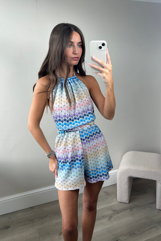 HALTER PLAYSUIT - BLUE