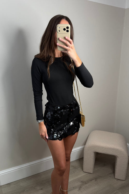 SEQUIN SKIRT - BLACK