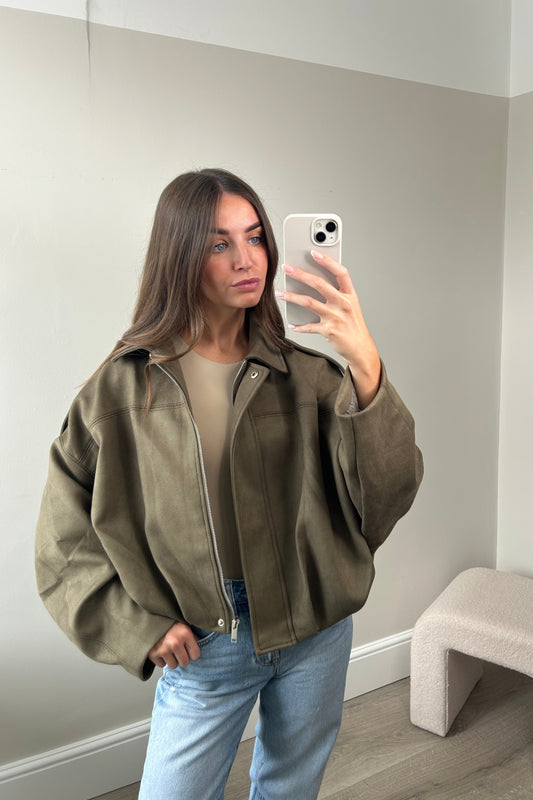 'NALA' SUEDE JACKET - KHAKI