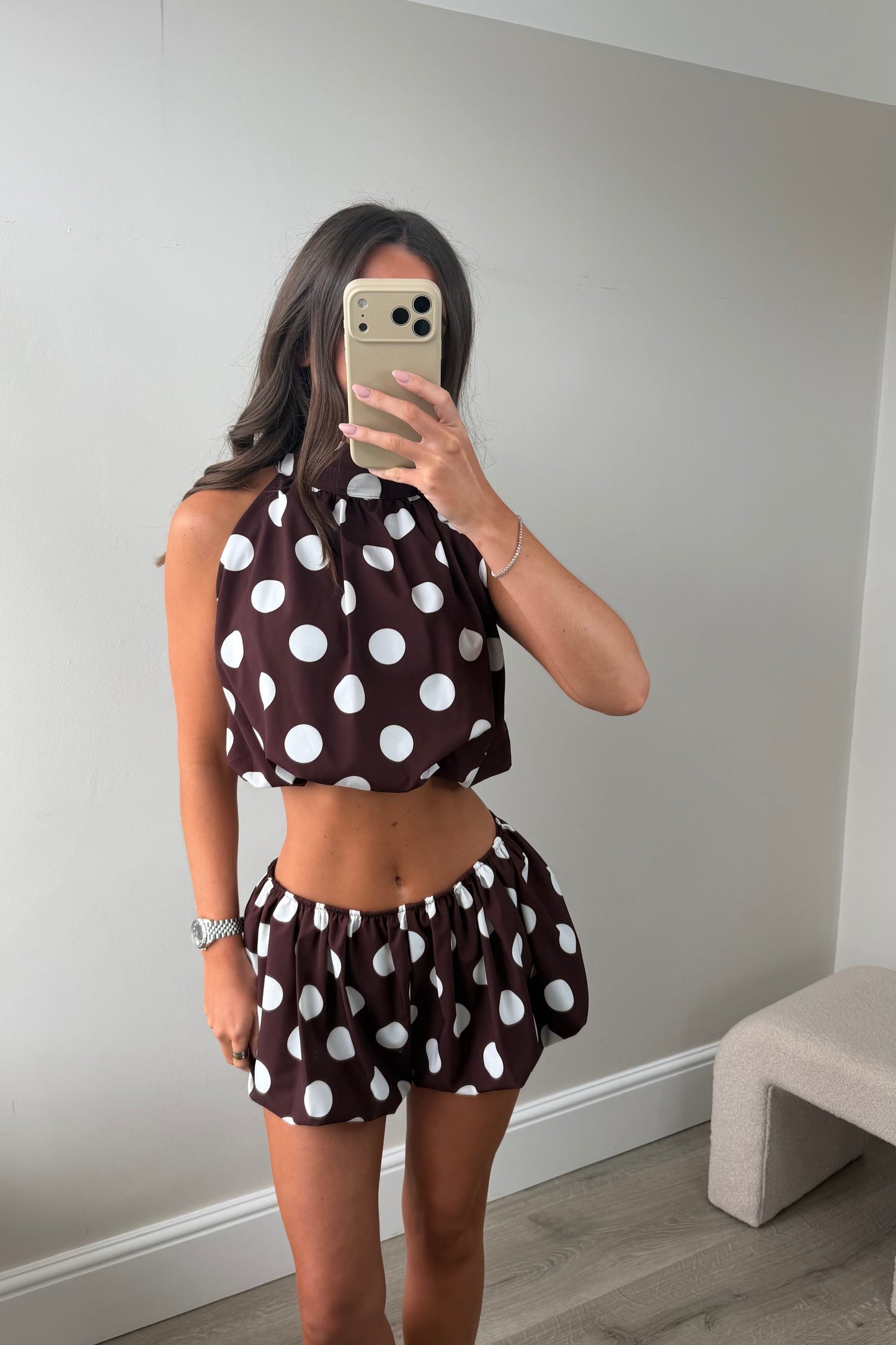 POLKA DOT TWO PIECE - BROWN