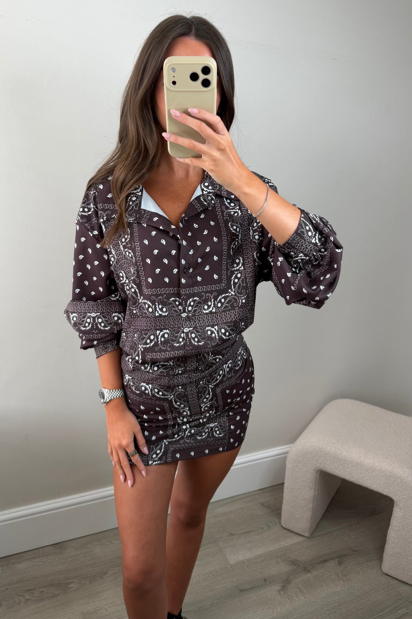 BANDANA SHIRT & SARONG SET - BROWN