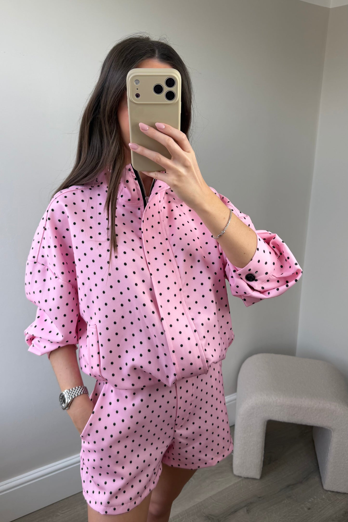 PINK POLKA DOT TWO PIECE SET