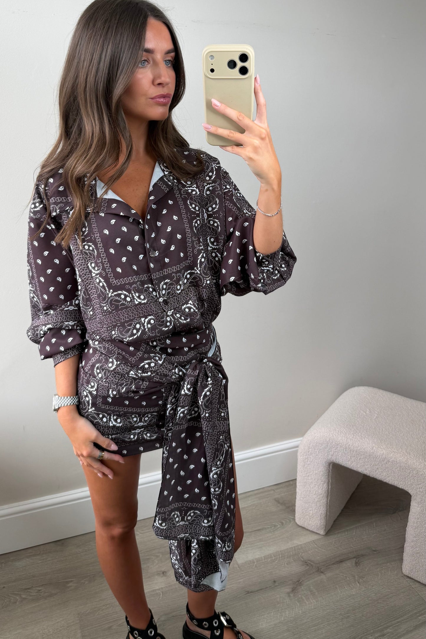 BANDANA SHIRT & SARONG SET - BROWN