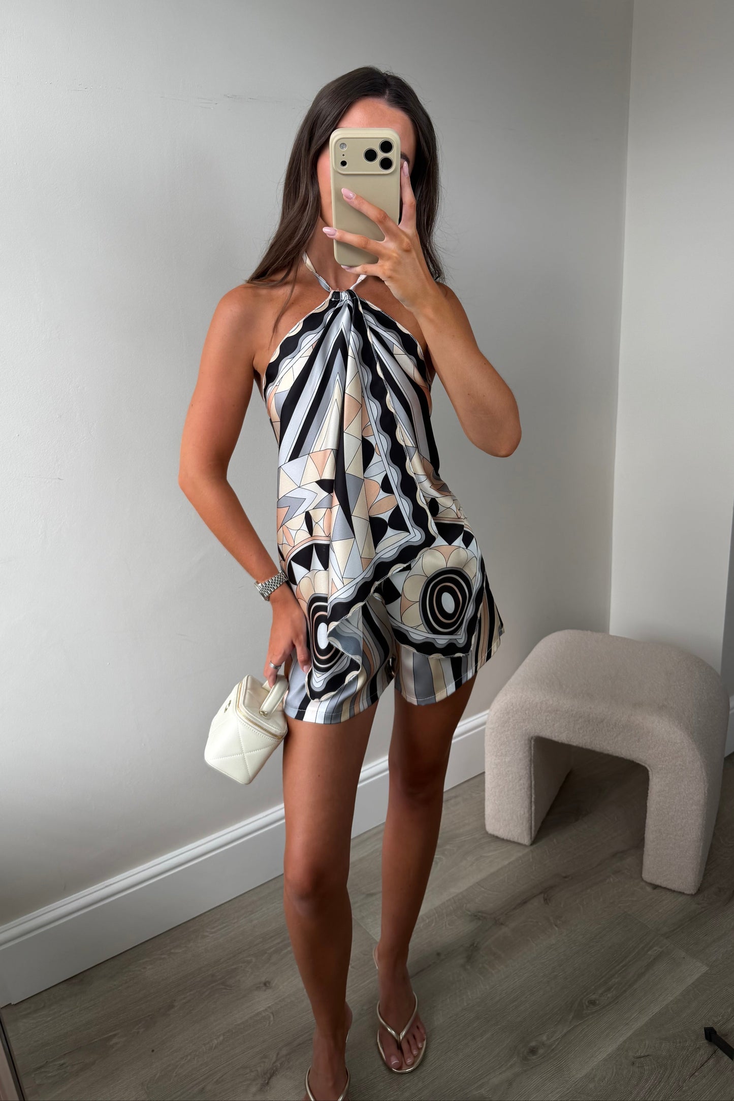 SATIN HALTER TOP & SHORTS SET