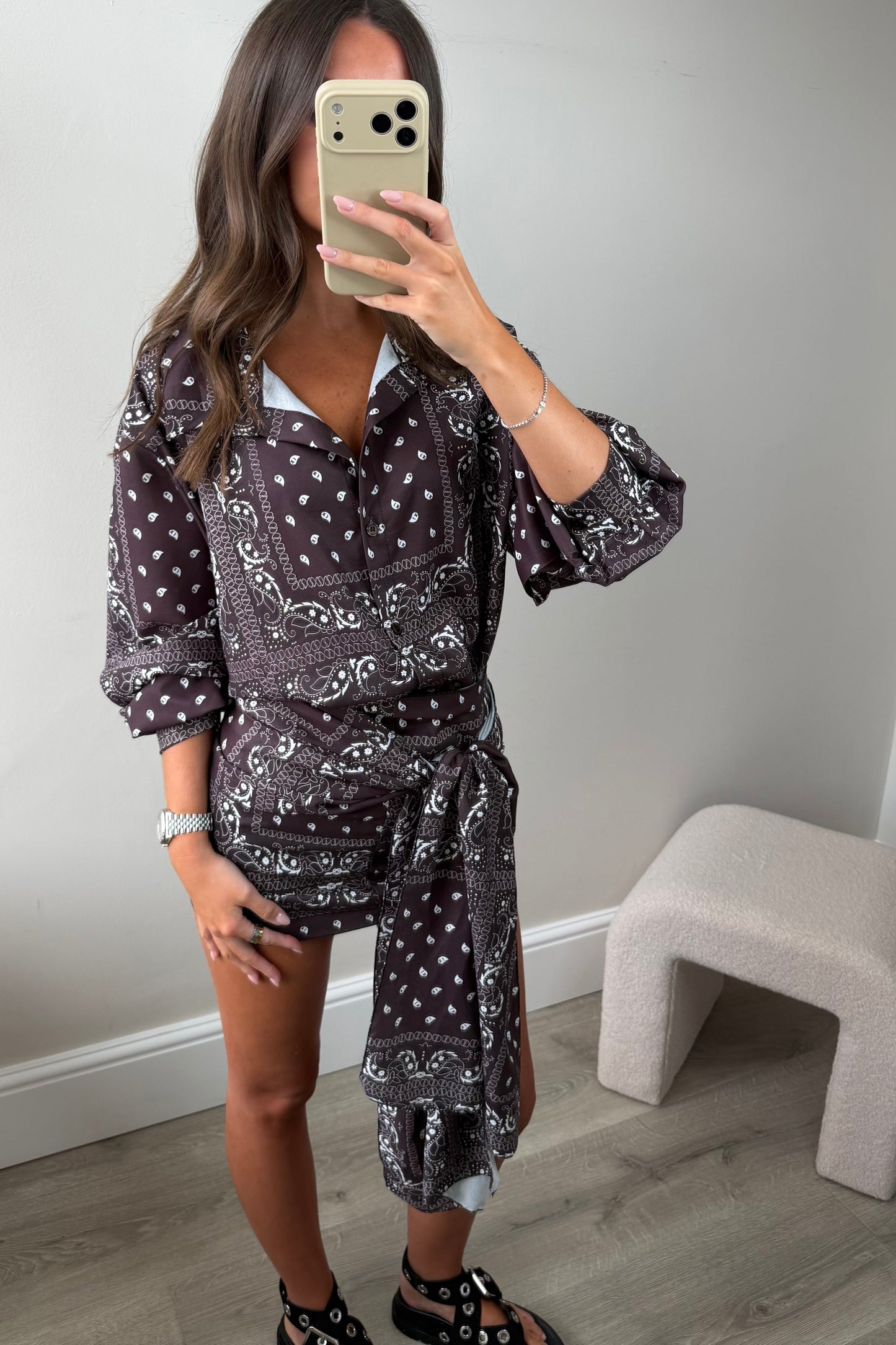 BANDANA SHIRT & SARONG SET - BROWN