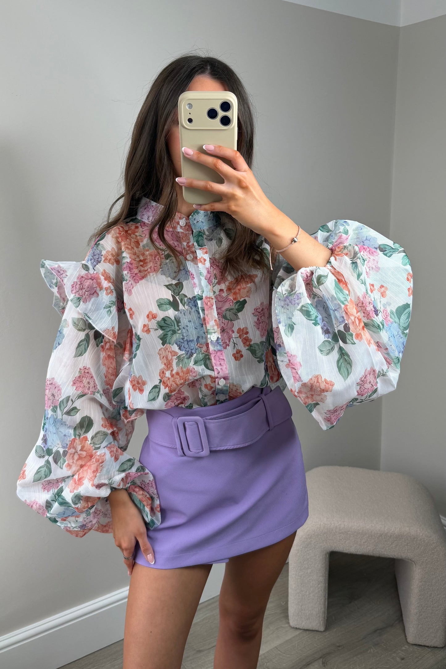 FLORAL SHEER BLOUSE - ROSE
