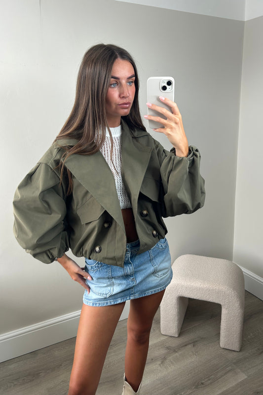 CROP BALLOON JACKET - KHAKI