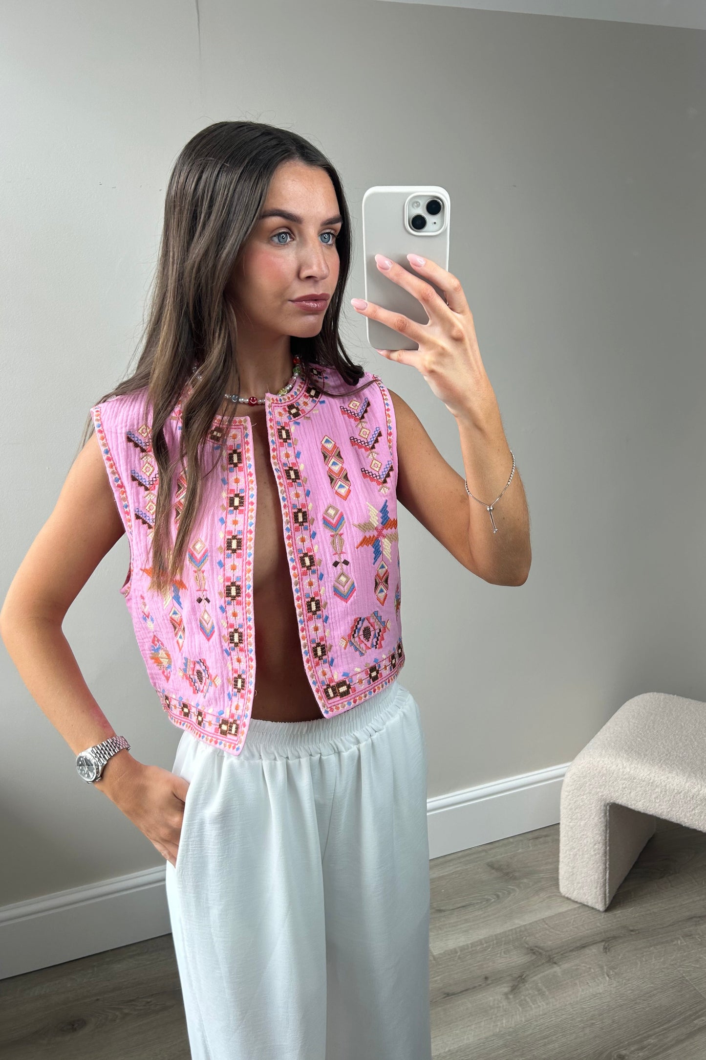 PINK PATTERNED WAISTCOAT