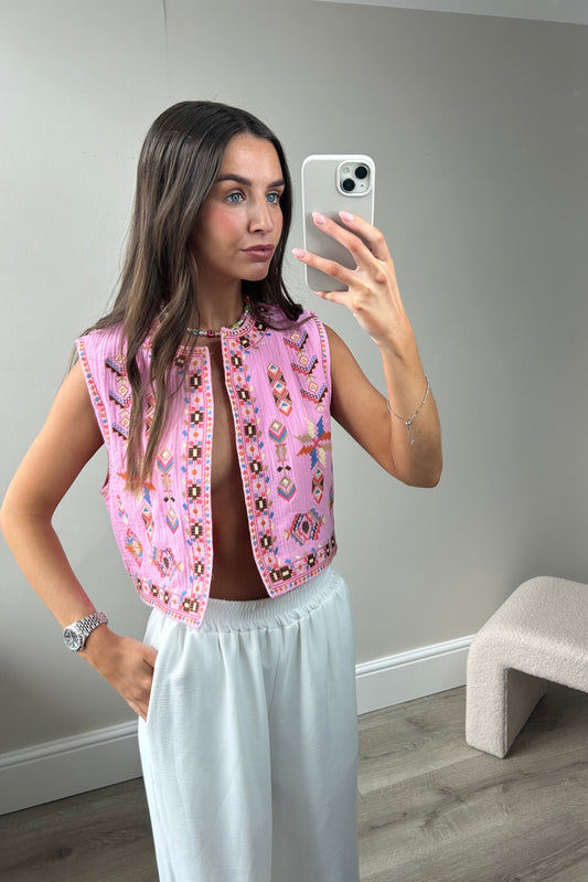 PINK PATTERNED WAISTCOAT