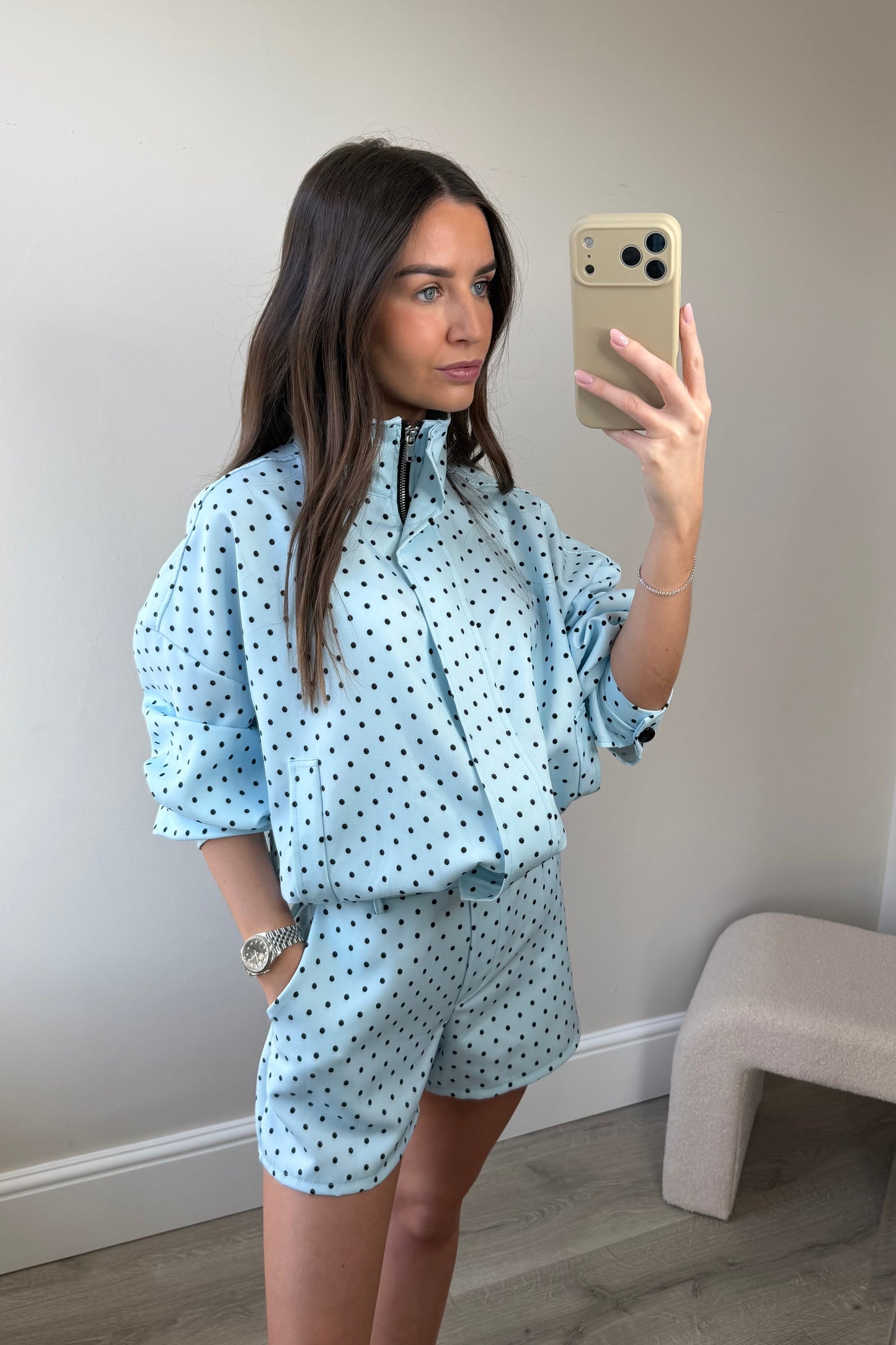 BLUE POLKA DOT TWO PIECE SET