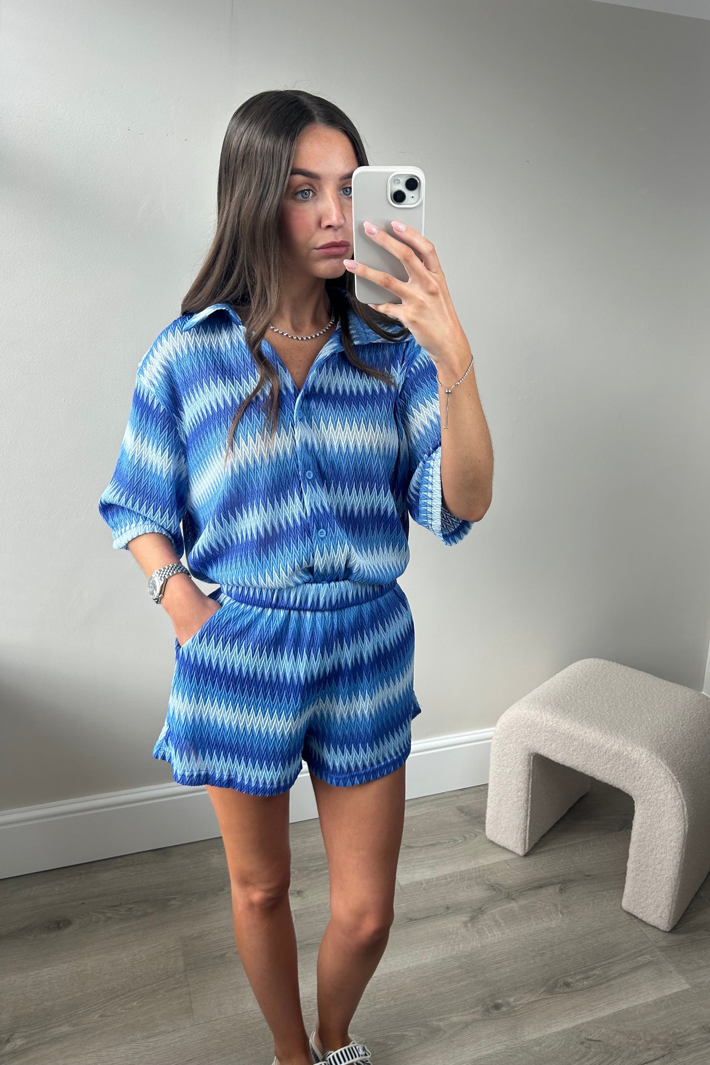 ‘MISSI’ SHIRT AND SHORT SET - BLUE