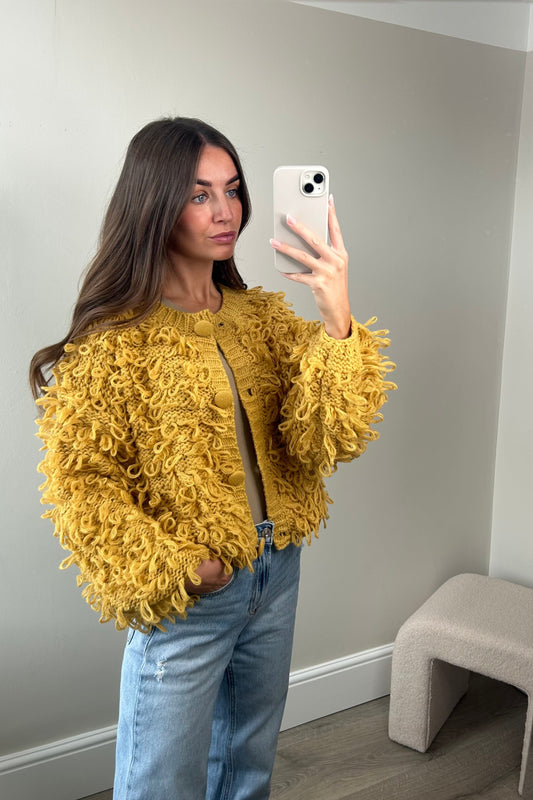 ‘PRIYA' LOOP CARDIGAN - MUSTARD