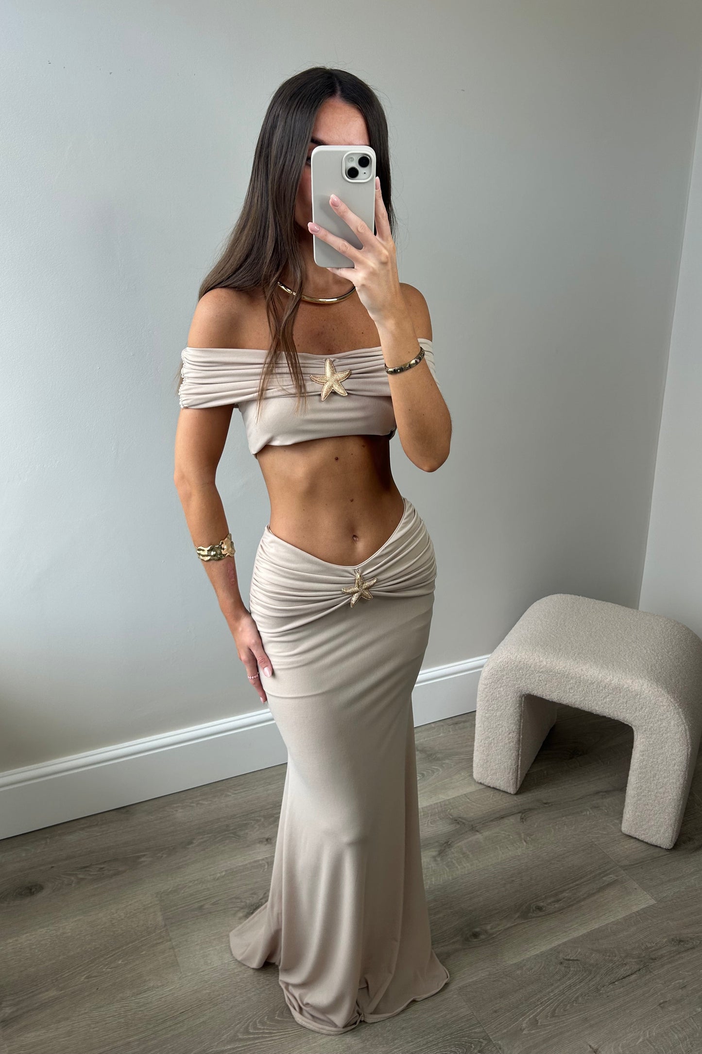 STAR MAXI SKIRT CO-ORD - NUDE