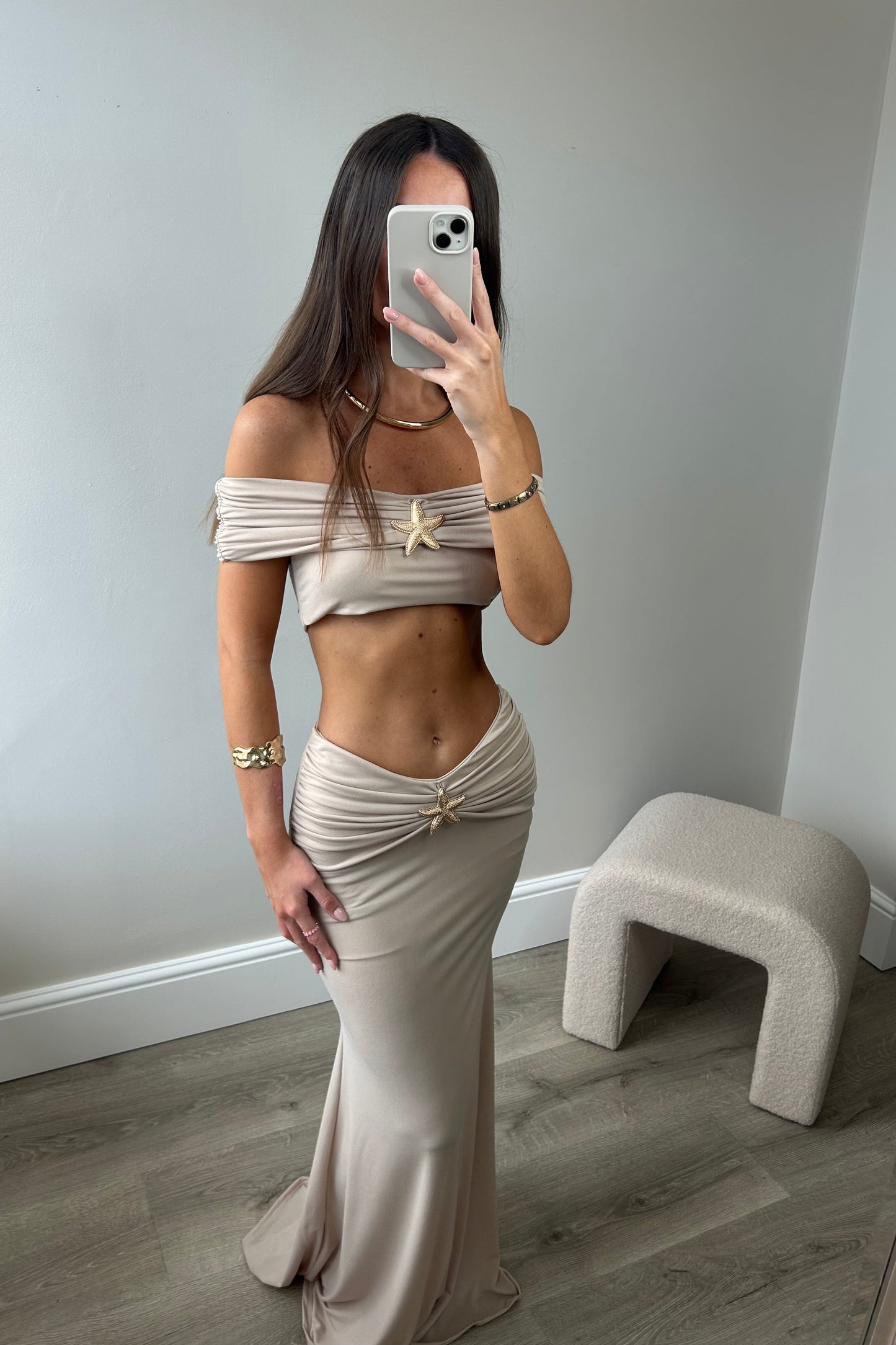 STAR MAXI SKIRT CO-ORD - NUDE