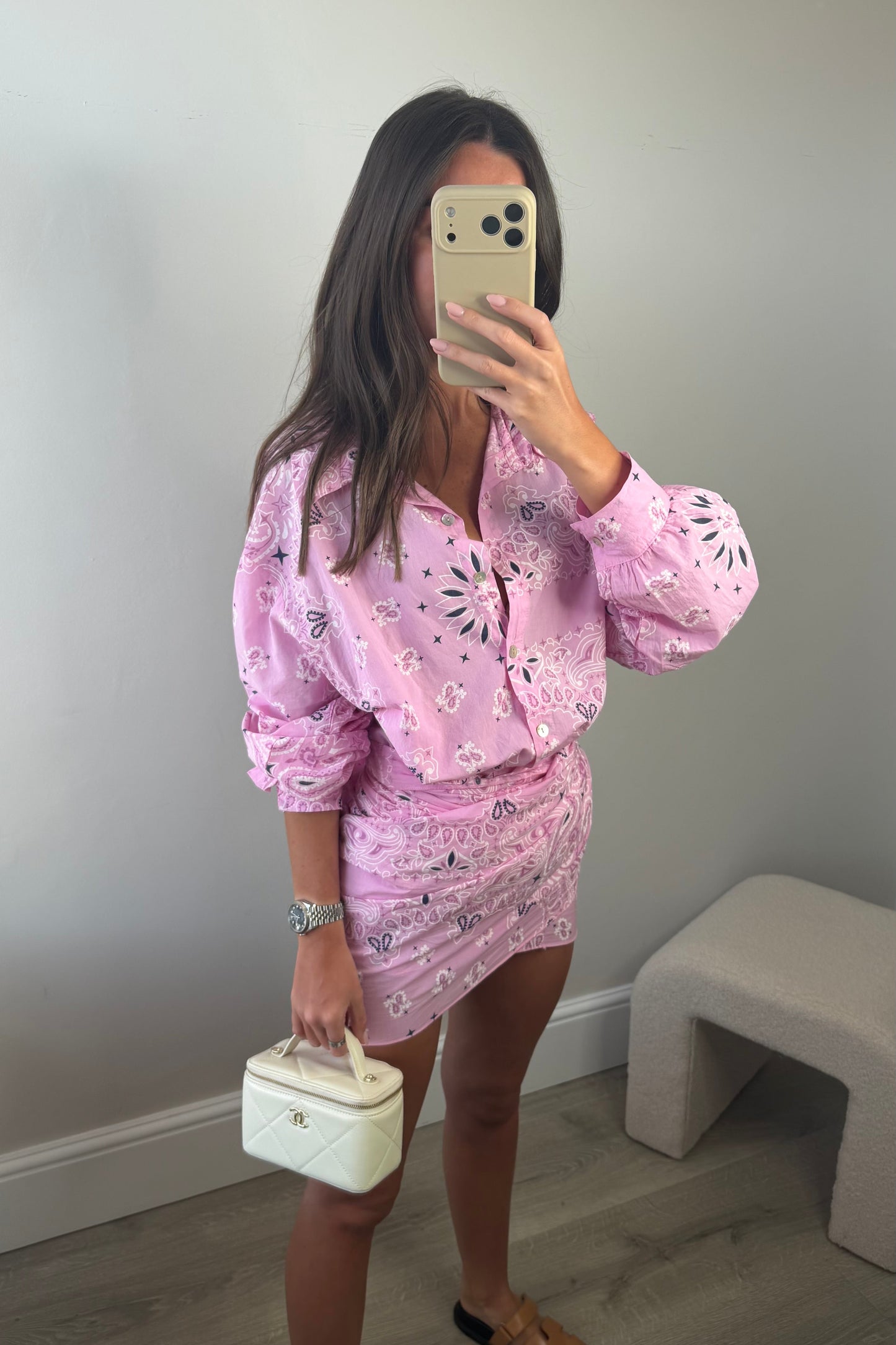 BANDANA STYLE SHIRT & WRAP SKIRT - PINK
