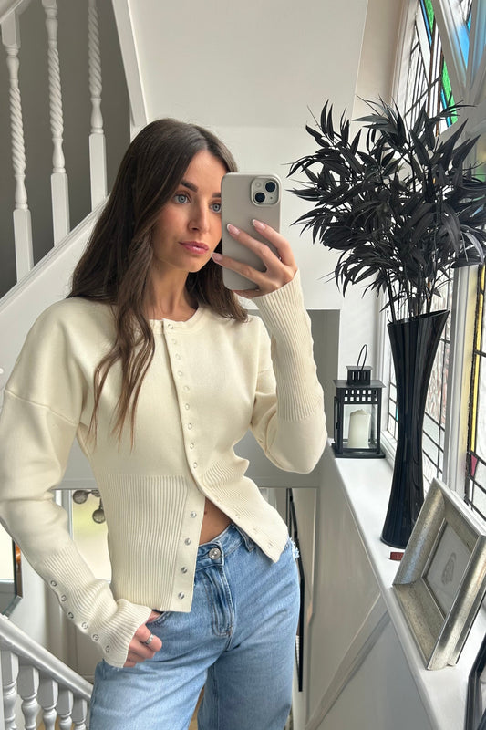 ‘TALA’  KNITTED CARDIGAN - CREAM