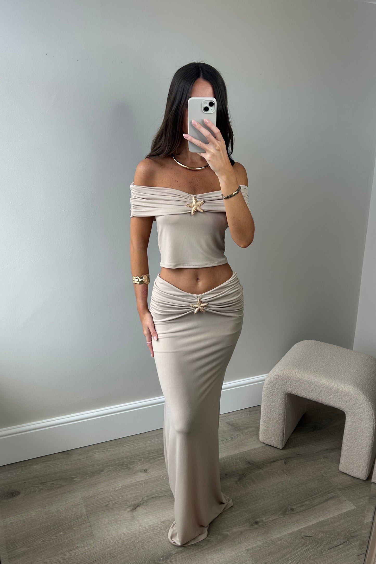 STAR MAXI SKIRT CO-ORD - NUDE