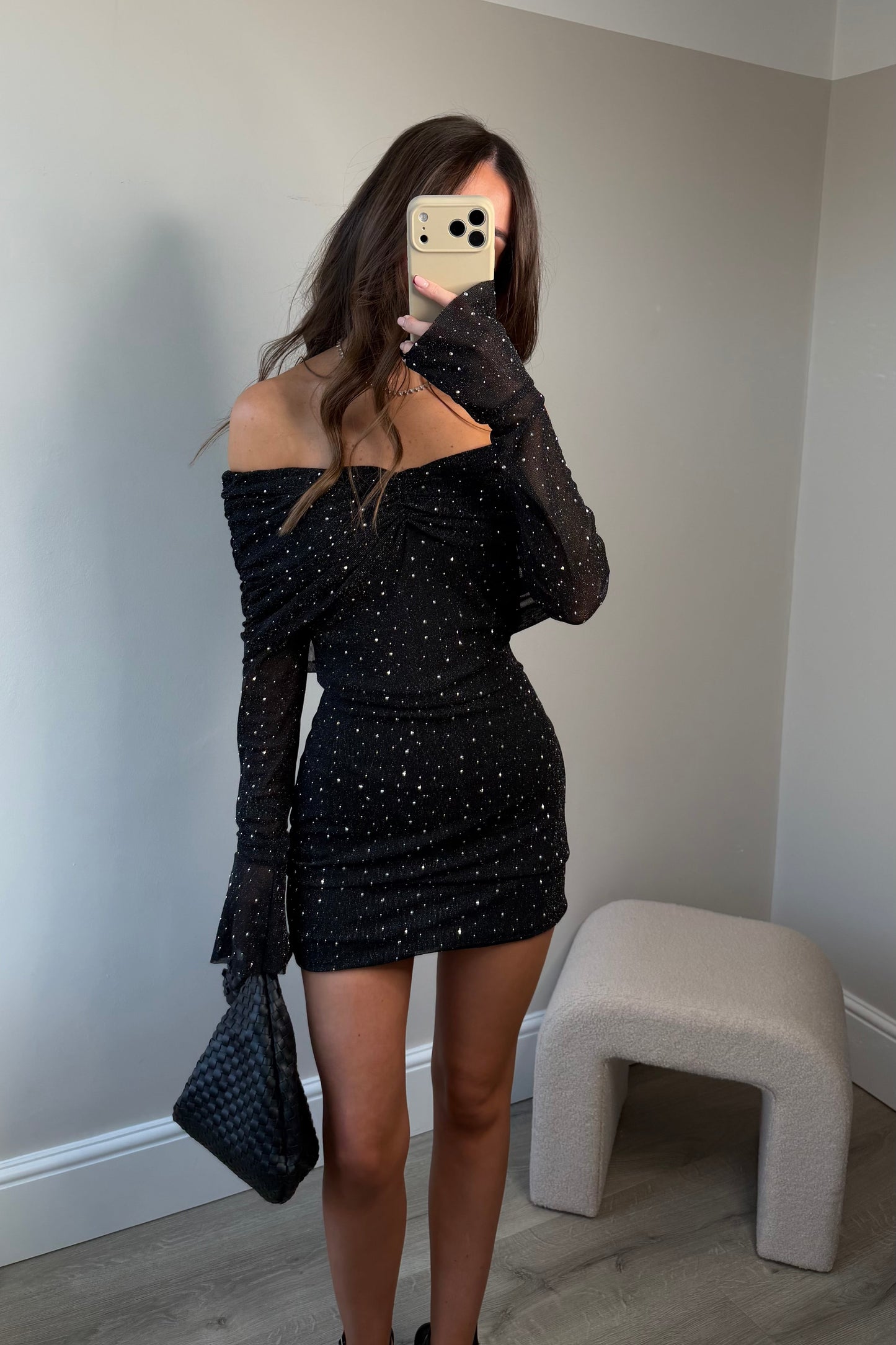 SEQUIN MINI DRESS - BLACK