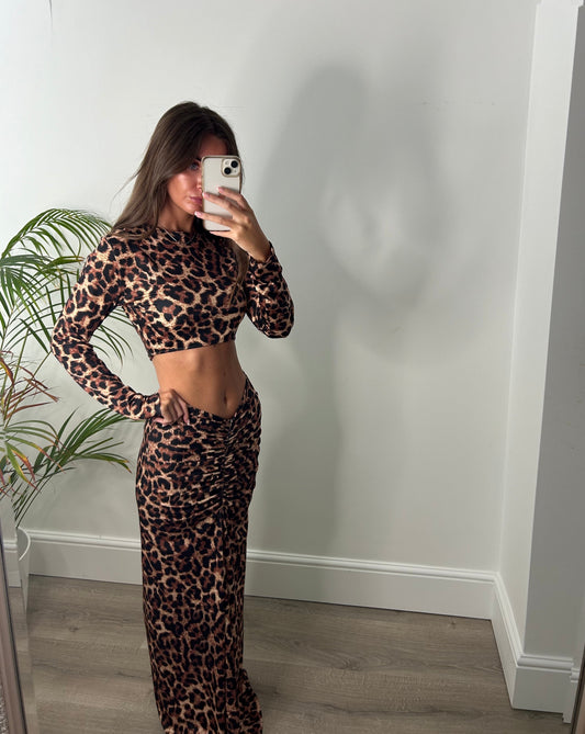 Leopard Skirt & Crop Set