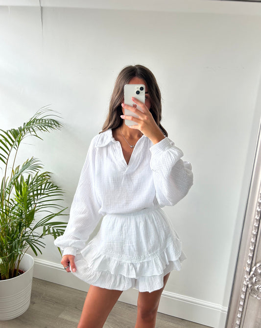White Shirt & Skort Set