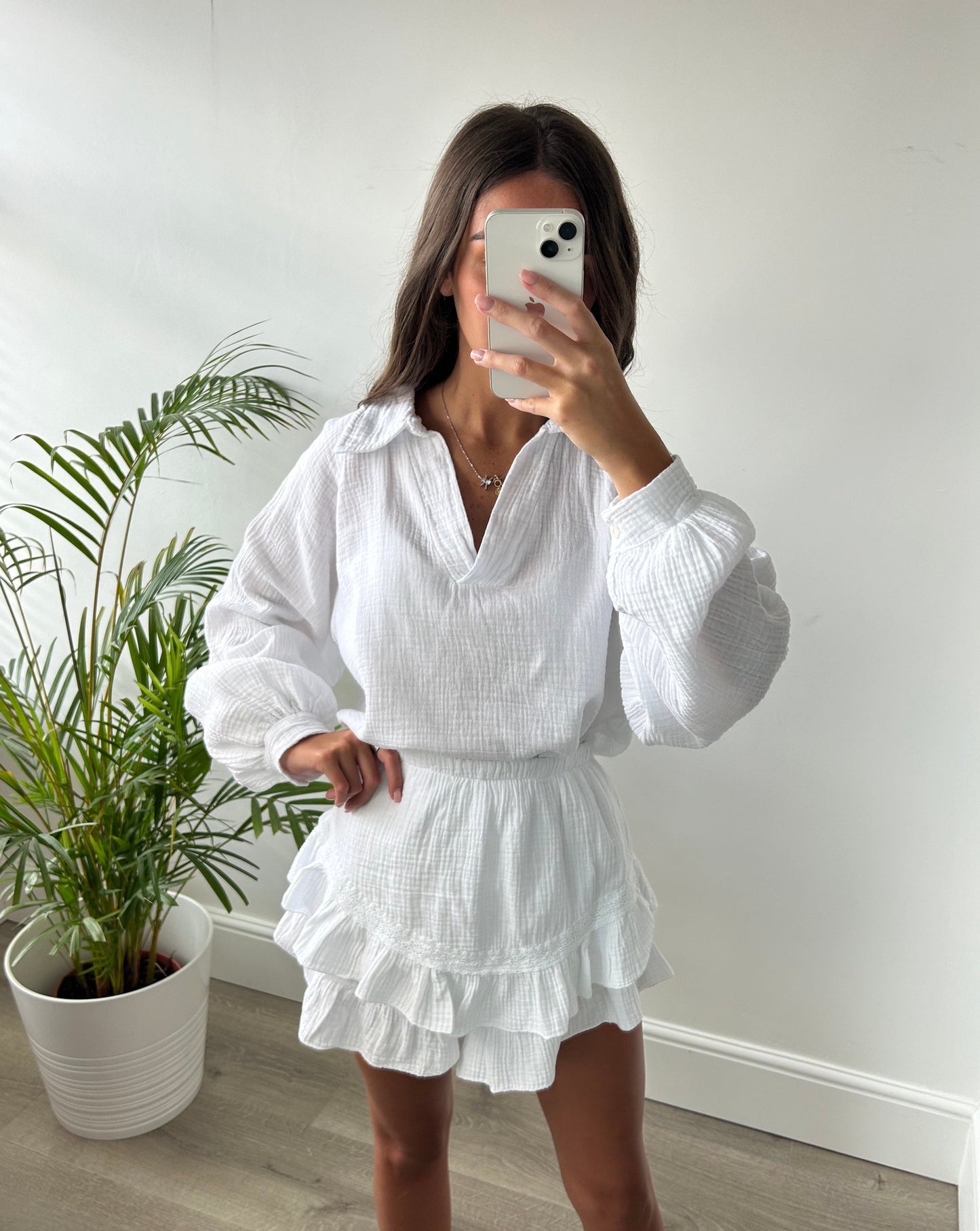 White Shirt & Skort Set