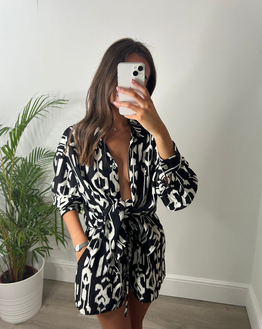 Black & White Shirt & Short Co ord